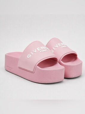 Givenchy Blossom Pink Logo Platform Slide Sandals EU 41